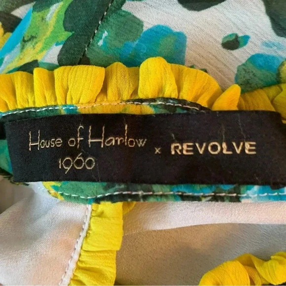 HOUSE OF HARLOW x Revolve Novia Maxi Dress Large Kelly Green & Yellow Floral - Picture 9 of 13